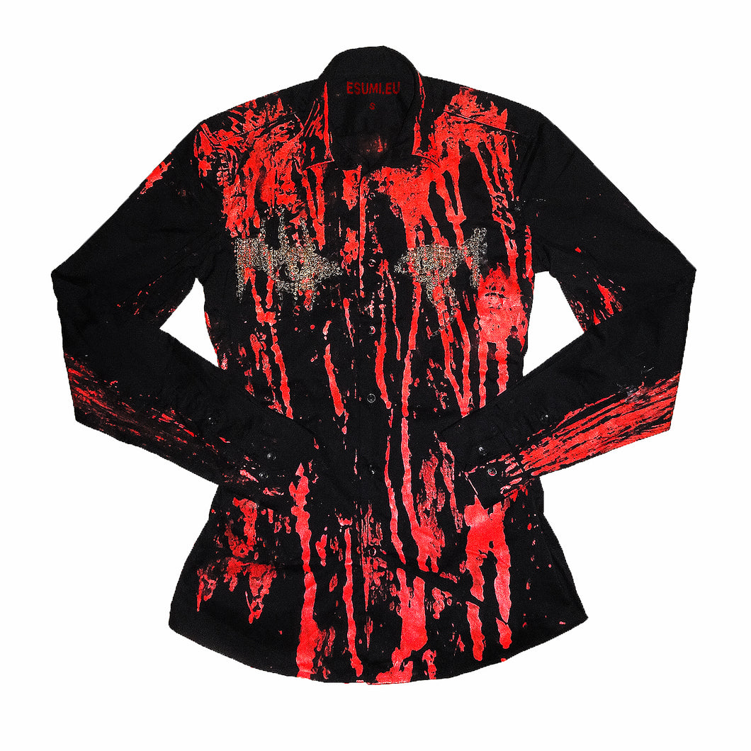 ALL EYEZ ON ME SPIKES BLOODY BUTTON UP